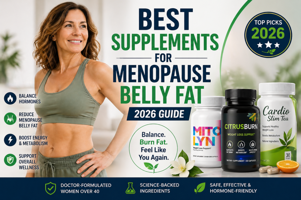 Best supplements for menopause belly fat 2026 - Mitolyn, CitrusBurn and Cardio Slim Tea guide for women over 40